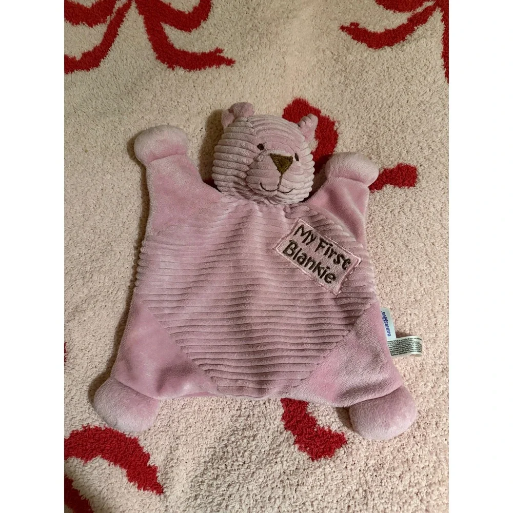 Babies R Us My First Blankie Pink Bear Corduroy Plush Security Blanket Lovey